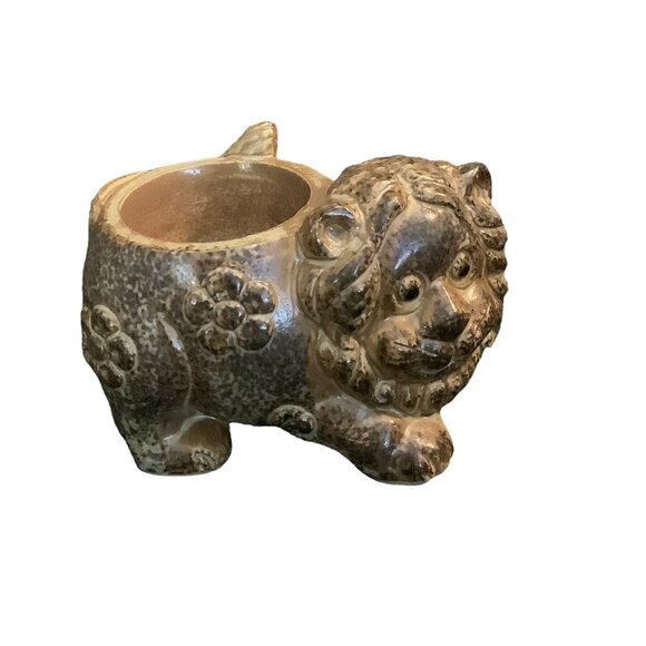 Lion Ceramic Votive Candle Holder Mini Planter a Price Import Japan 4" x 2.5" - Picture 1 of 9